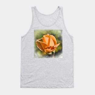 Peach Rose Bud In Watercolor Tank Top